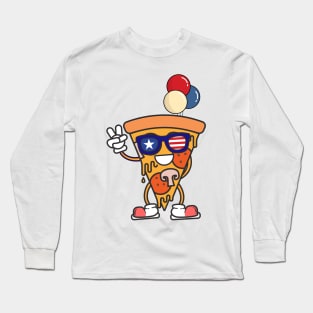 funny cool pizza of 4th of july Long Sleeve T-Shirt